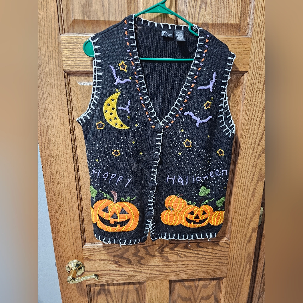 Vintage 90's Holiday Editions Black Halloween Women's Vest